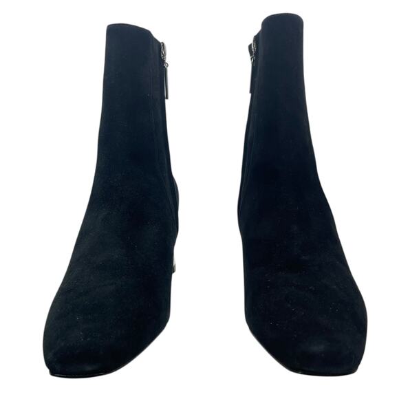 Larroude Alexis Suede Mirror Heel Ankle Boots Black Silver Size 7.5 - Picture 4 of 13